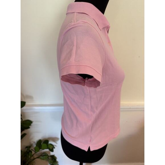 Lilly Pulitzer Shrunken Pink Short Sleeve Polo Green Palm Preppy core petite‎ M - Picture 9 of 10